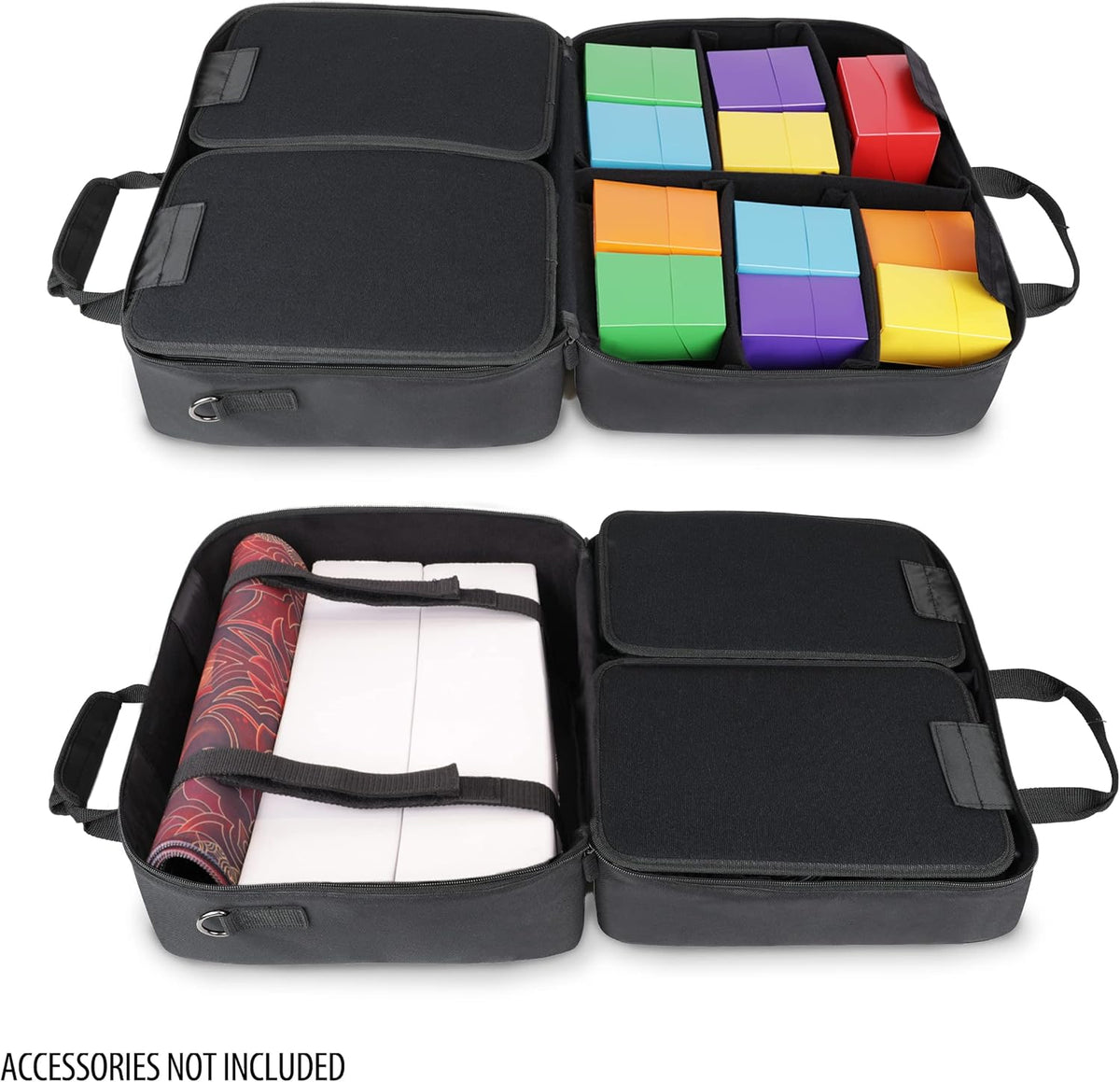 USA Gear XL Magic The Gathering MTG Deck Box Travel Case - Large MTG Card Storage Bag with Padded Shoulder Strap, Customizable Interior, Weather Resistant - Fits Deck Boxes & Sleeved Cards - Black