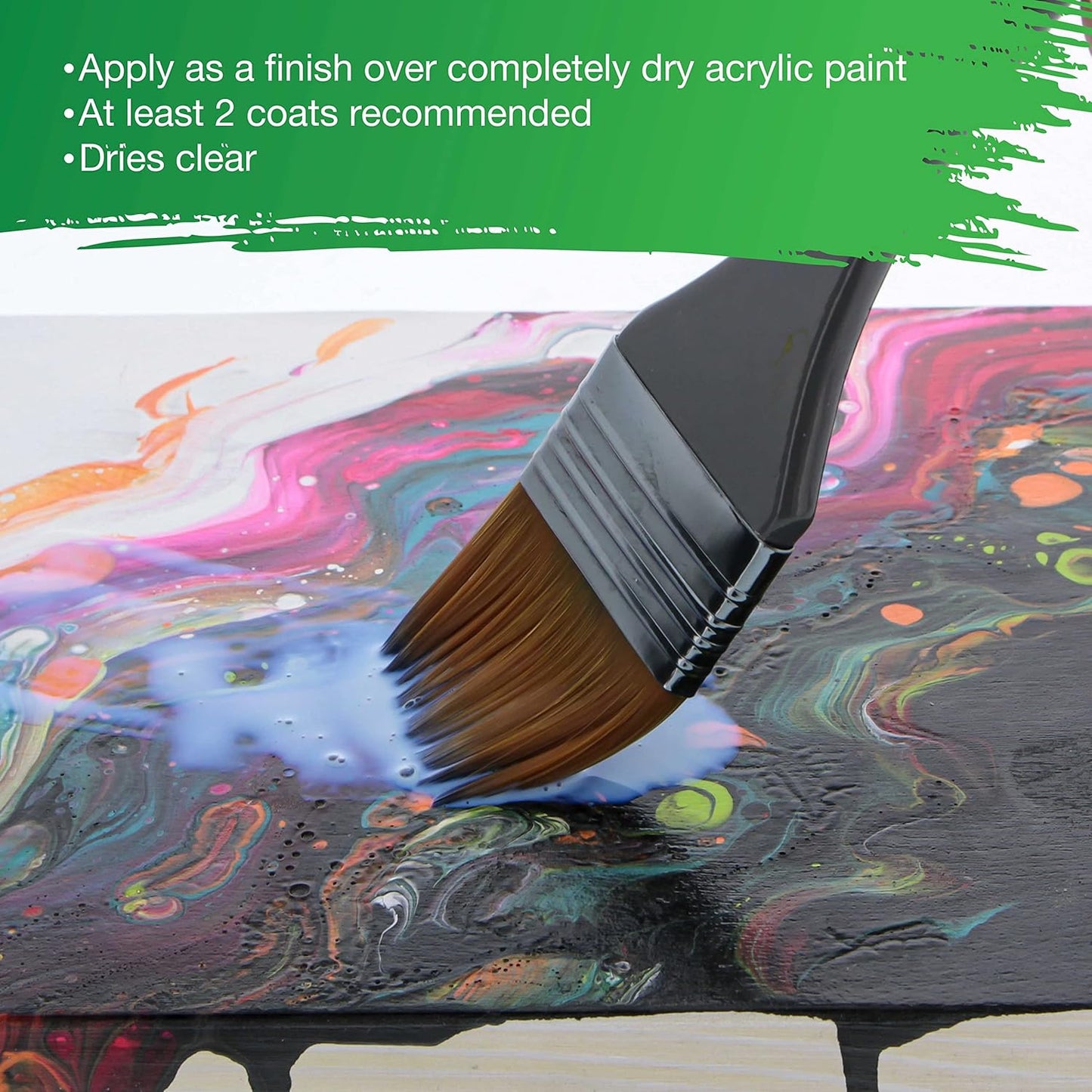 U.S. Art Supply 16 oz High Gloss Varnish for Acrylic Paintings - Clear Protective Finish with UV Protection