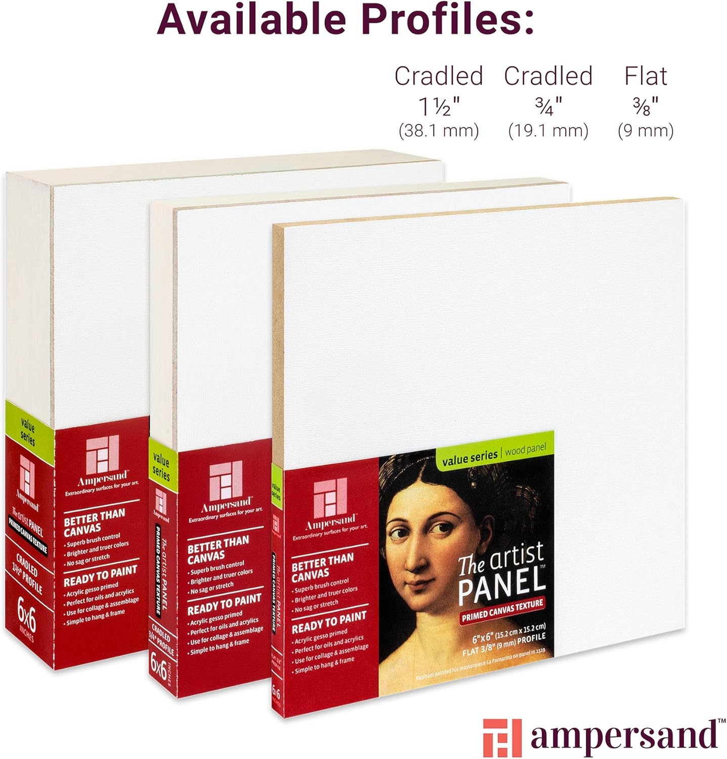 Ampersand Art Supply Wood Gesso Art Painting Panel: Canvas Texture, 1.5 Inch Cradle, 18" x 24"