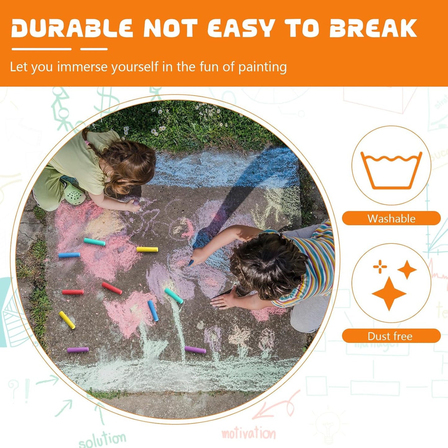 20 Pcs Sidewalk Chalks for Kids Non Toxic Jumbo Chalk for Party Gift Outdoor Art Classroom Play Painting (Multicolor)
