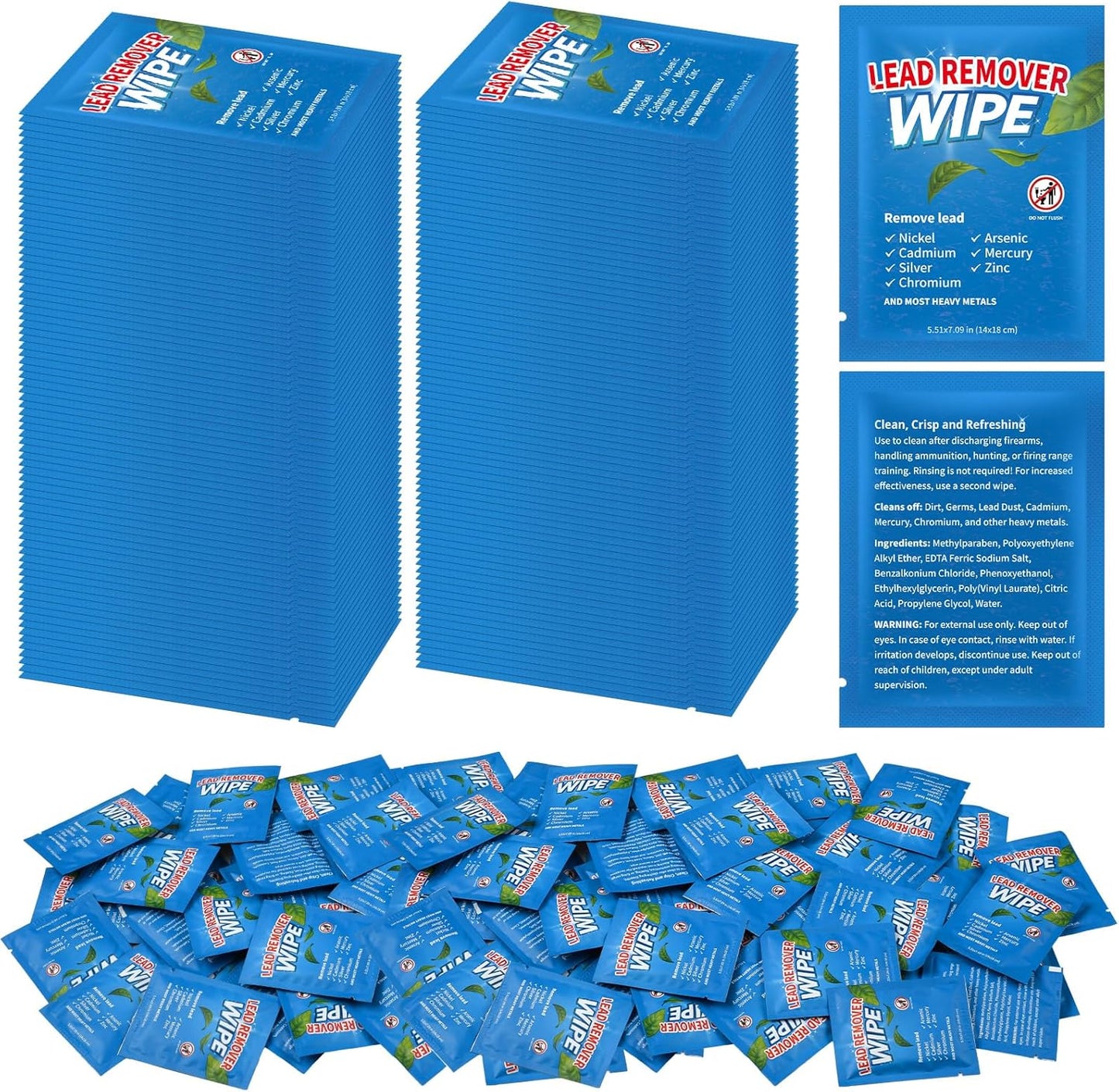 50 Pack Lead Remover Wipes for Shooting Hand & Surface Cleaning Wipes Effectively Removes Lead, Dust, Oil & Grime Individually Wrapped Wipe for Shooting Ranges, Hunting, Industrial Use
