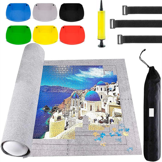 Puzzle Mat Roll Up Puzzles Board for Jigsaw Up to 2000, 1500, 1000, 500 Pieces Large Portable Table Saver Mats Puzzle Keeper Cover with Sorter Trays Storage Bag Kit Holder Organizer Pad for Adult