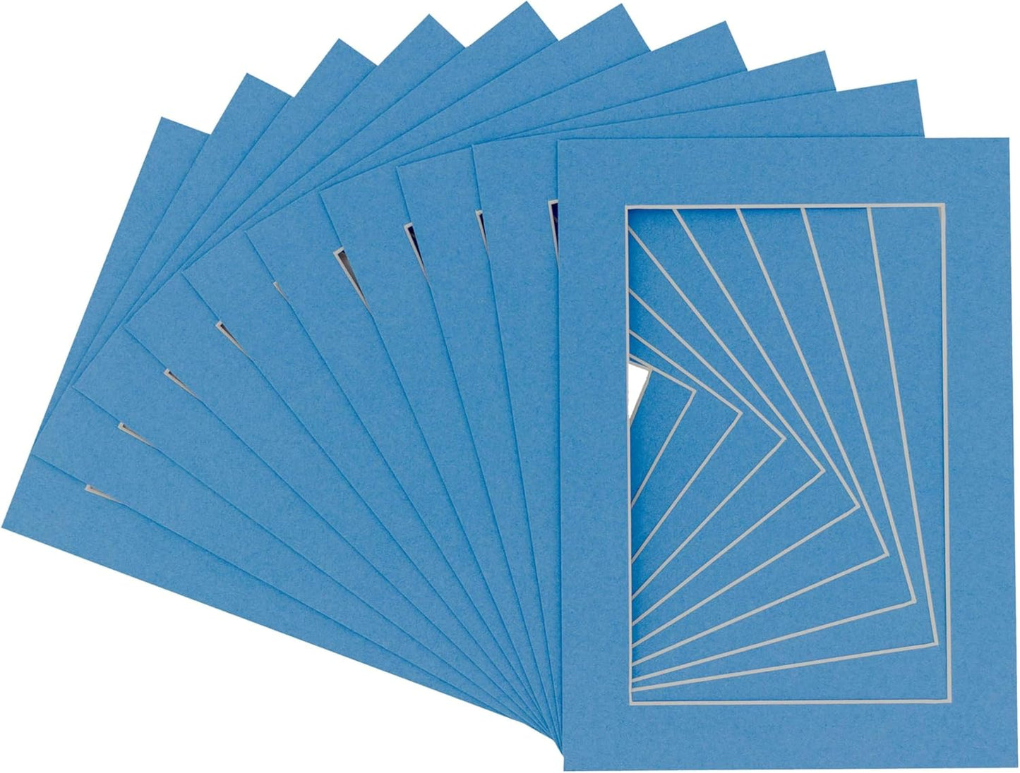5x7 Mat for 8.5x11 Frame - Precut Mat Board Acid-Free Show Kit with Backing Board, and Clear Bags Bay Blue 5x7 Photo Matte Made to Fit a 8.5x11 Picture Frame Matboard for Framing, Pack of 25 Mats