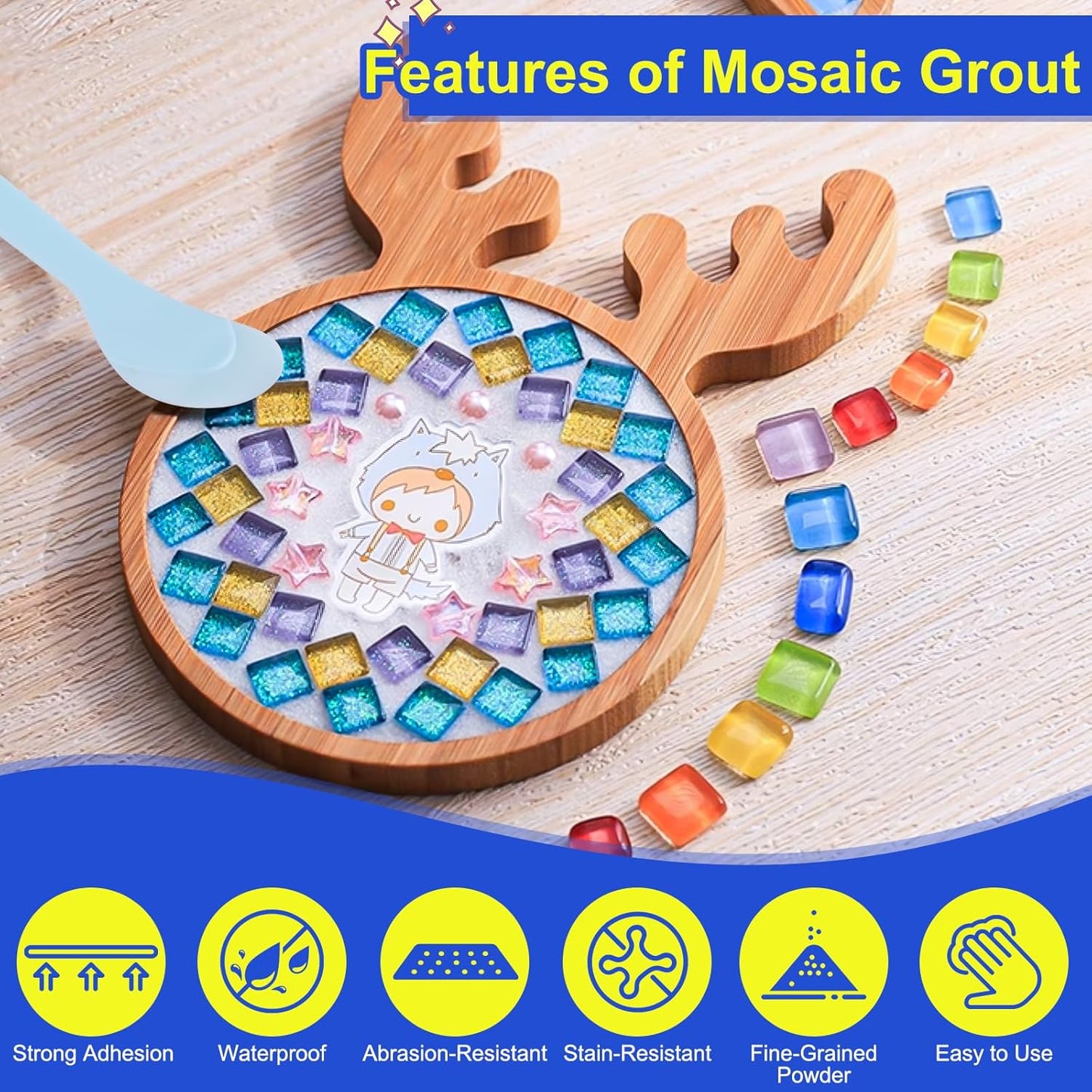 Mosaic Crystal Grout, Mosaic Crystal Sealant, Tile Grout for Crafts, Handmade Grouting, DIY Craft Projects Accessories, Direct caulking, Mosaics Tile Tools for All Tiles, Surfaces (Translucent, 7oz)