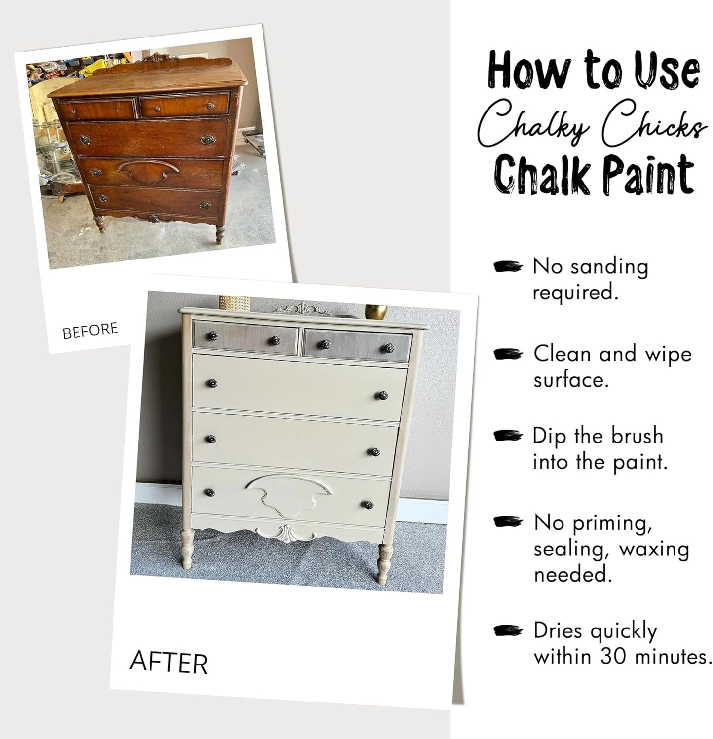 Chalky Chicks All-in-One Chalk Paint for Furniture or Cabinet -4Fl Oz-Matte Finish Mountain Green (Sage Green) for Metal, Wood Furniture Paint - No Sanding All-in-One for Home Decor & Crafts, USA Made