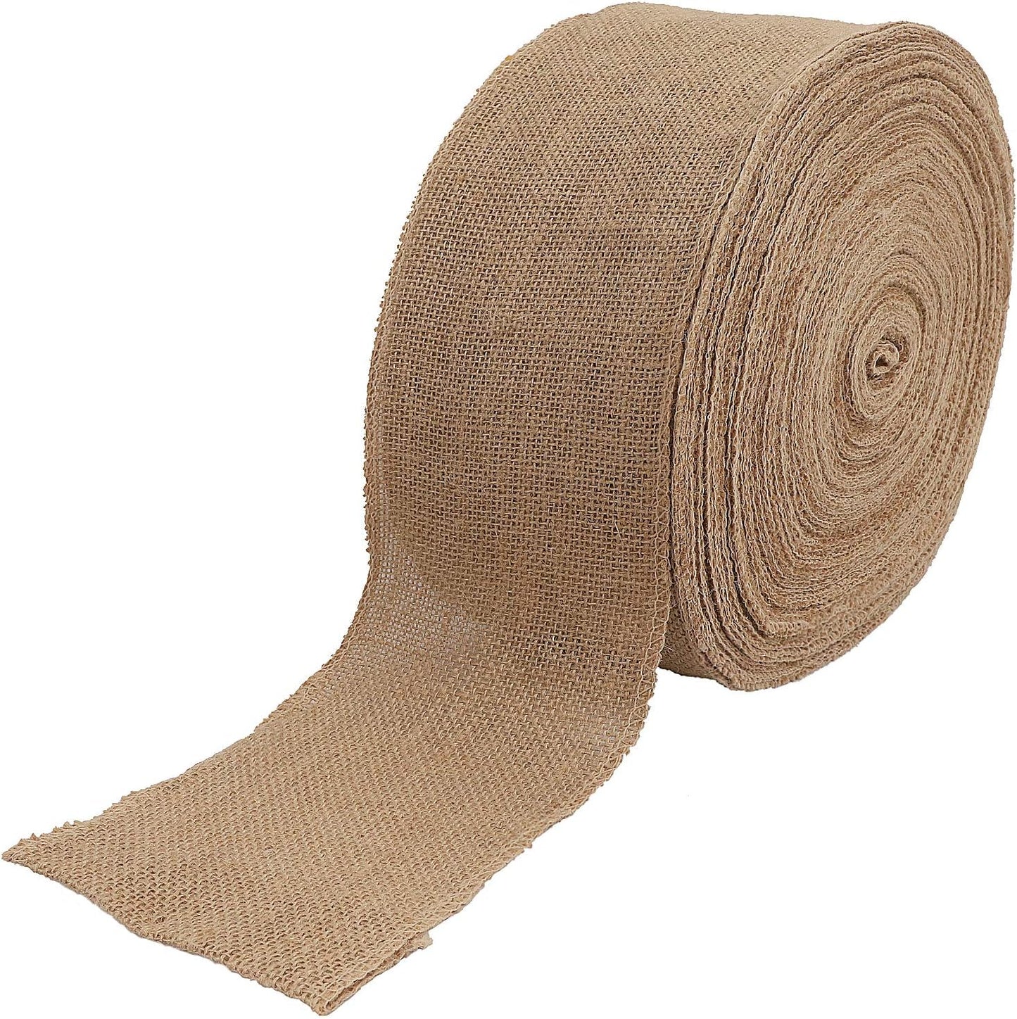 KINJOEK 6 Inch Wide 54 Yards Burlap Ribbon, Natural Jute Fabric Ribbon Crafts Ribbon for Christmas Wedding Gifts Burlap Fabric DIY for Decoration