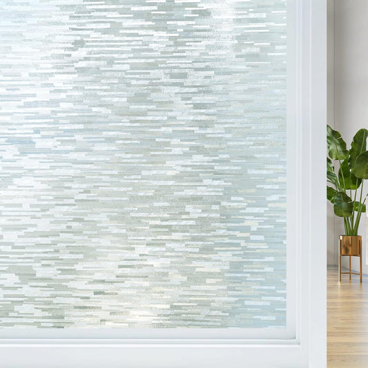 Haton Window Privacy Film, Frosted Glass Static Cling Sun Heat Blocking Window Clings, Frosting Opaque Coverings, Vinyl Removable Stickers Tint for Home Door Office, Non Adhesive 11.8" x 78.7"