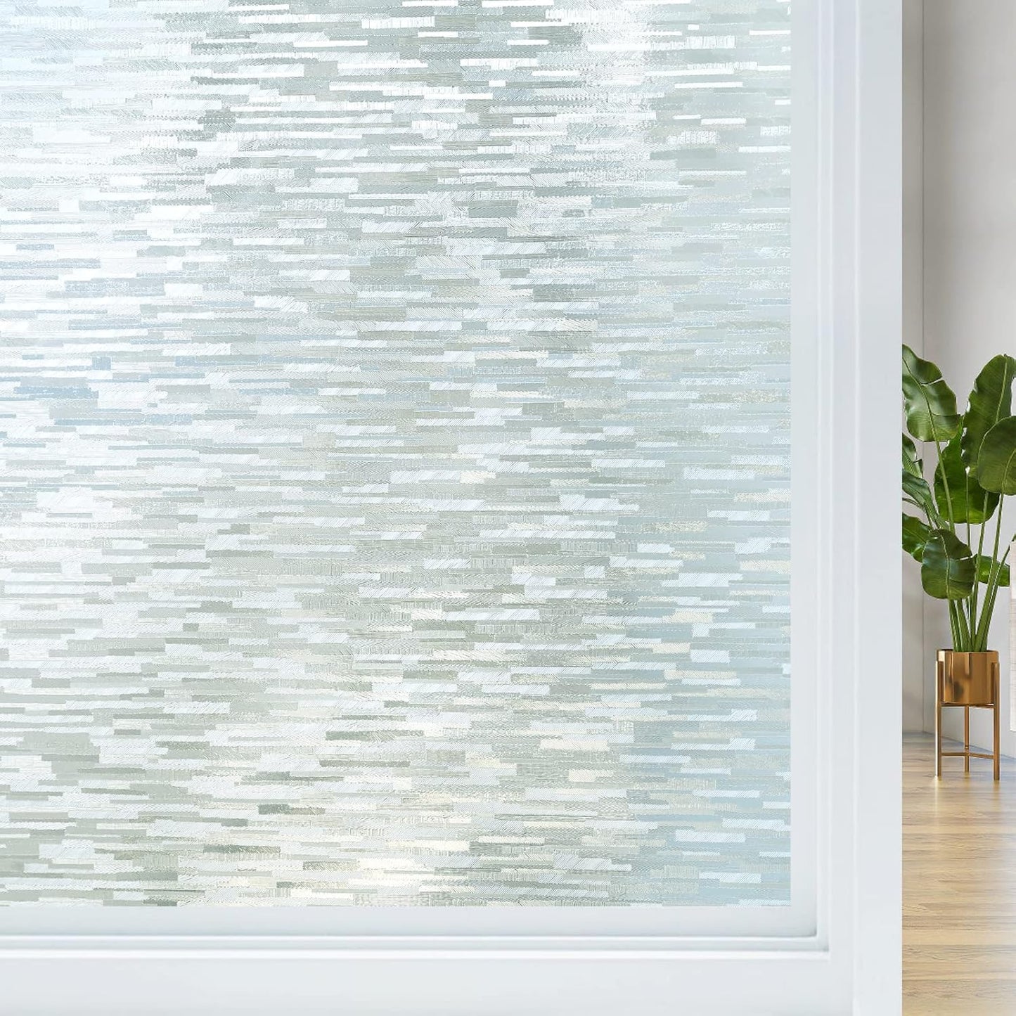 Haton Window Privacy Film, Frosted Glass Static Cling Sun Heat Blocking Window Clings, Frosting Opaque Coverings, Vinyl Removable Stickers Tint for Home Door Office, Non Adhesive 17.5" x 157.4"