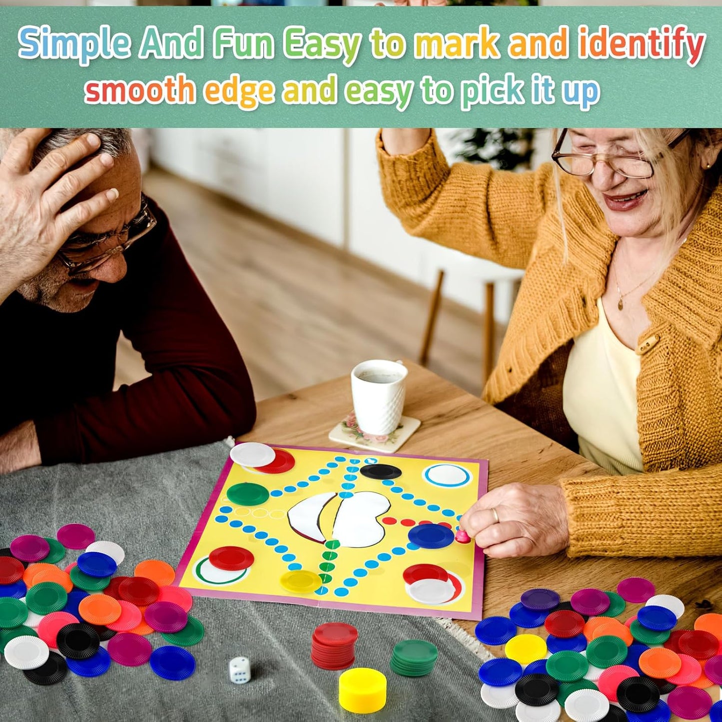 Coopay 500 Pieces 10 Colors Plastic Poker Chips, 1 Inch Bingo Chips Bulk Learning Counters Disks Poker Card Game, Counting Markers for Math Practice, Game Tokens and Teaching Rewards, 25 mm
