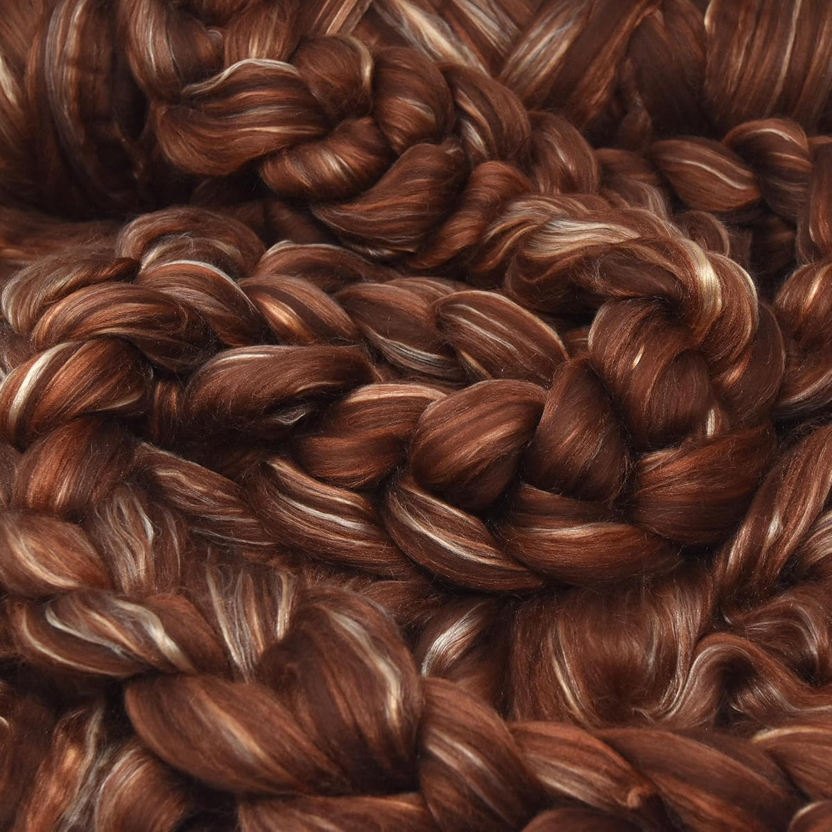 Merino Silk Luxe Tonal Designer Blend. Superfine Merino, Mulberry, Tussah Silk. Top Roving for Spinning or Felting. Cocoa Delight 1oz