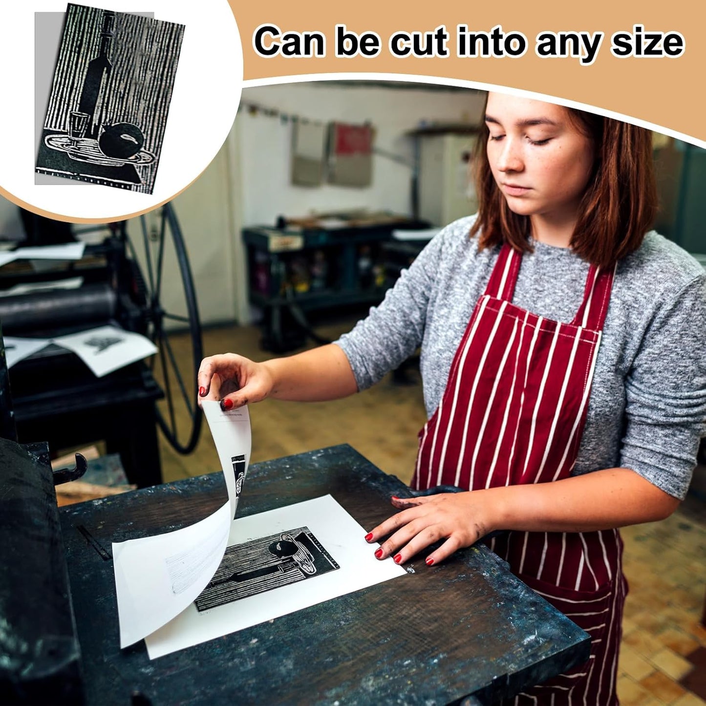 Yeaqee 1 Pcs 8 x 10 Inch Linoleum Block Rubber Carving Block Soft Linocut Blocks Large Linoleum Sheet Unmounted Lino Plates for Engraving Art Project Printmaking Artist Studio Supplies, Gray