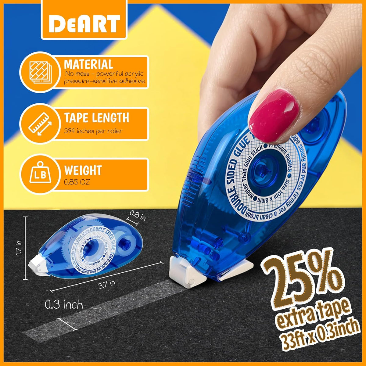 Double Sided Tape Scrapbook Tape Roller, Adhesive Glue Runner, Scrapbooking Journaling Supplies, Must Have Tapes for Paper Art & Craft Card Making Gift Wrapping School Office (4)