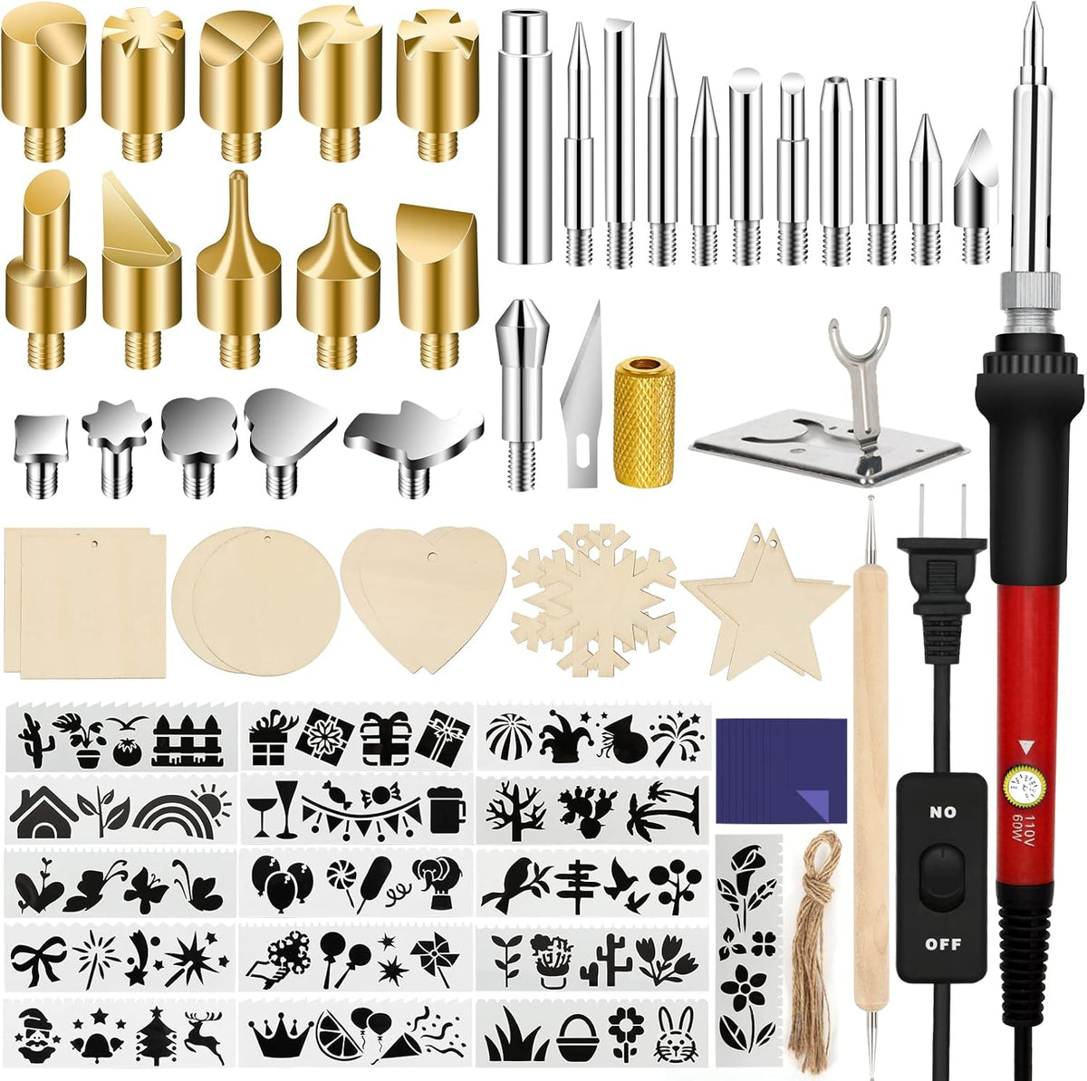 Wood Burning Kit for Beginners, 73PCS Professional Wood Burning Pen and Accessories Wooden Kits Embossing Carving and Wood Burning