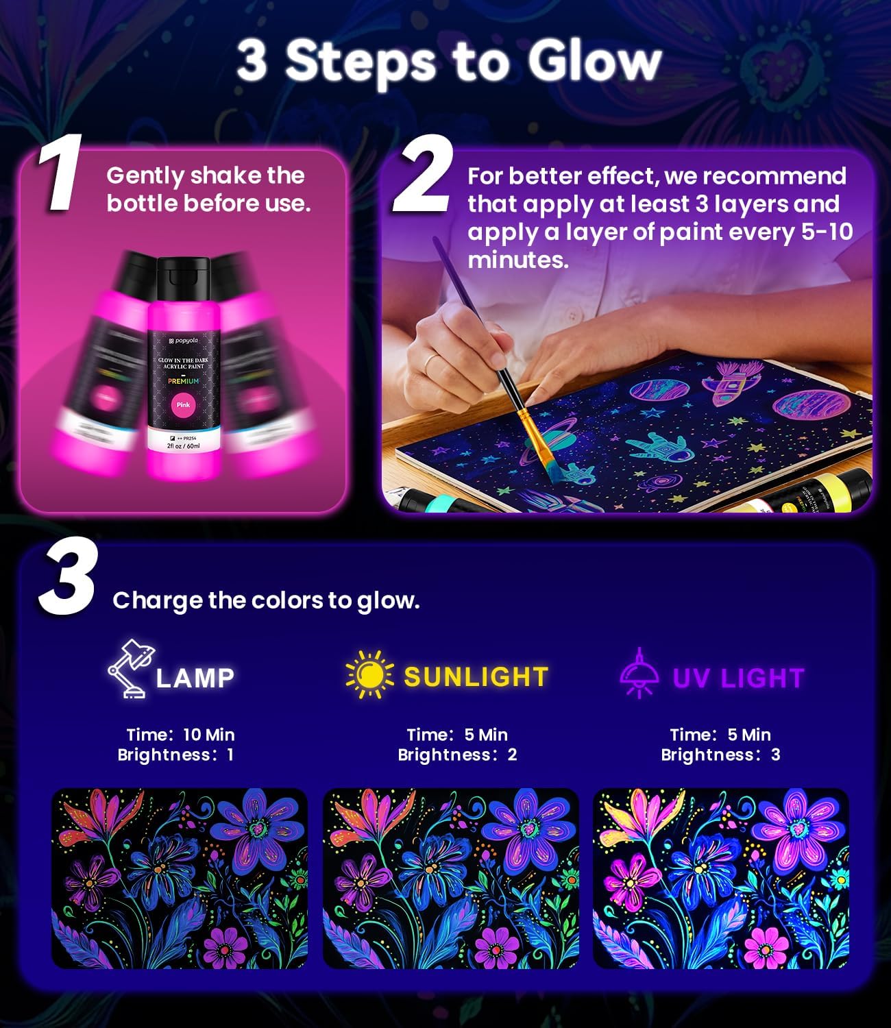 52 PCS Classic & Pastel & Glow in the Dark Acrylic Paint Set with 12 Brushes, 2 Knives & Palette, 36 Colors Art Craft Paint for Beginners, Halloween Pumpkin Canvas Ceramic Rock Painting Kit