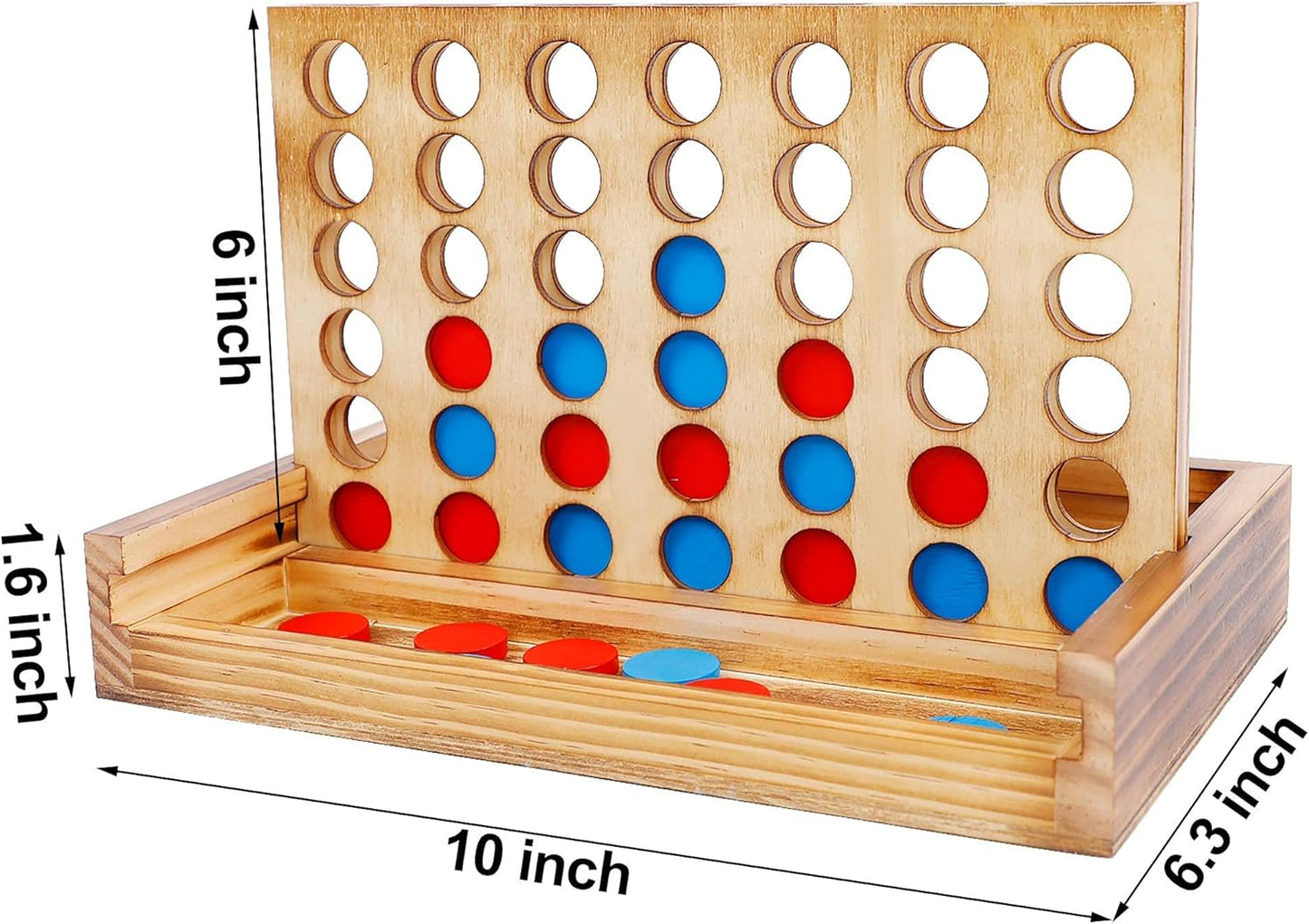 Glintoper Tic Tac Toe & 4 in a Row Tables Game Set, Classic Board Line Up 4 for Living Room Rustic Table Decor and Use as Game Top Wood Guest Room Decor Strategy Board Games for Families