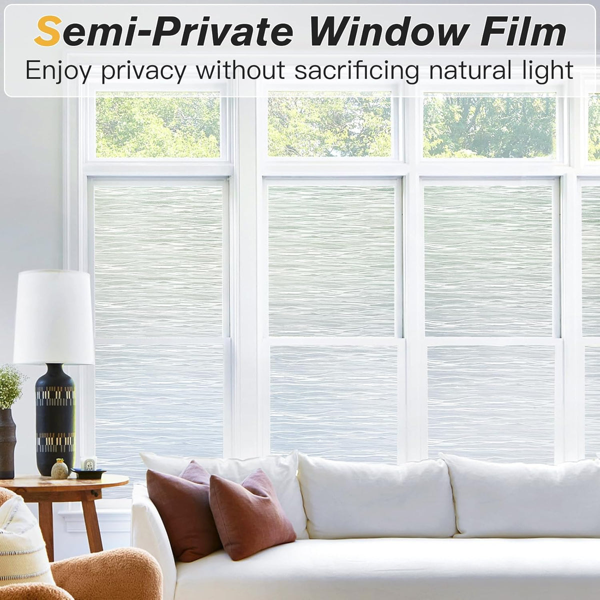 Haton Window Privacy Film, Frosted Glass Privacy Window Clings, Sun Blocking Frosting Opaque Coverings, Static Cling Removable Decorative Stickers for Home Door, Non-Adhesive 29.5" x 157.4"