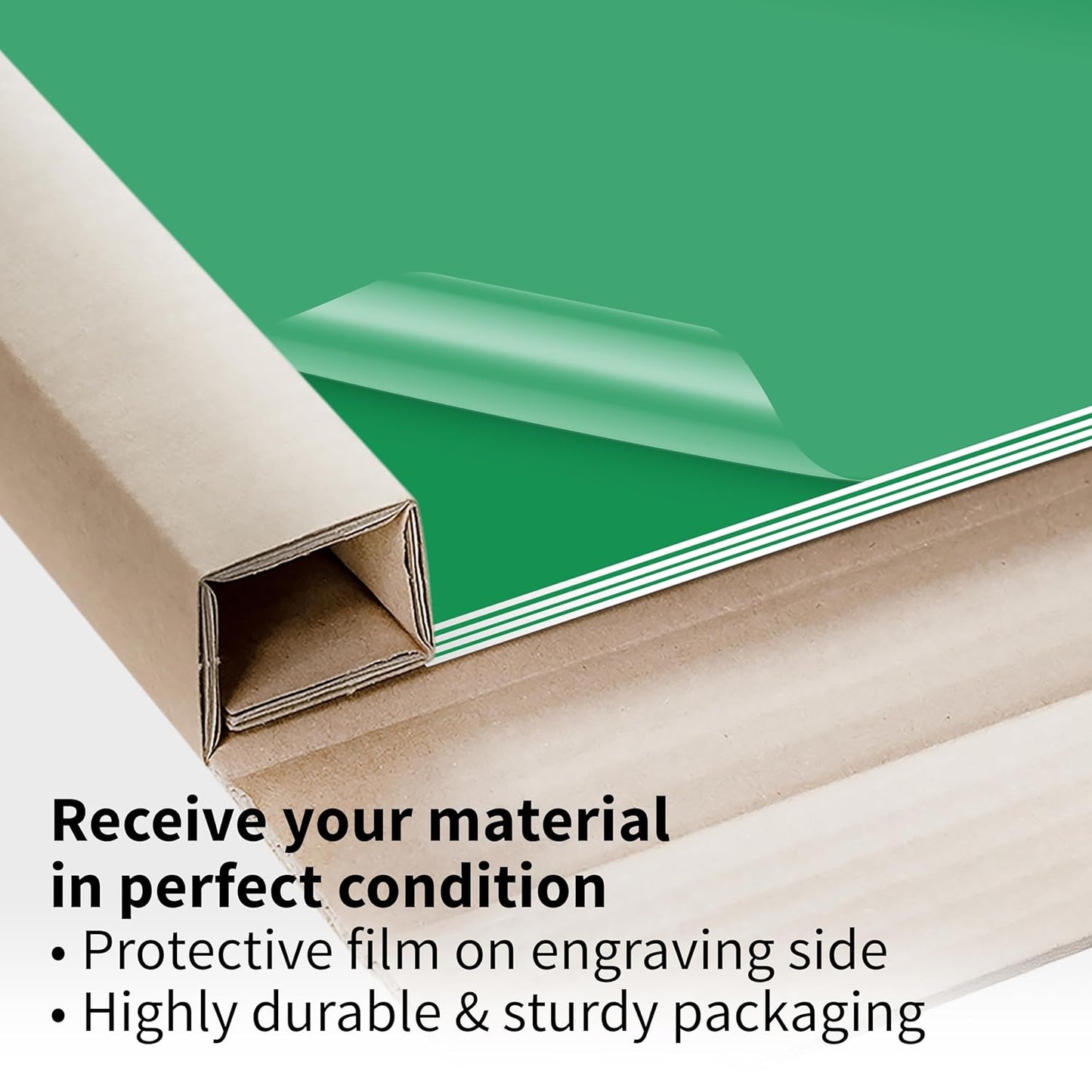 Trotec TroLase | 12"x12"x1/8", 8 Pcs | Bright Green/White | 2 Ply | Modified Acrylic | Laser Engraving Double Color Plastic Sheet | Engraving Blanks for Laser, Saw, Guillotine | Made in USA