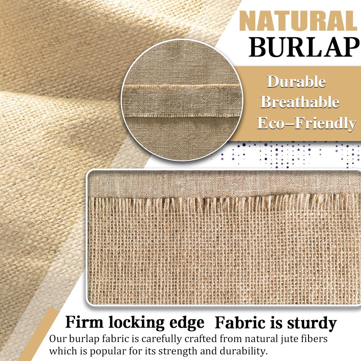 Burlap Fabric Roll, 63" x 15 Feet Burlap Garden Fabric Natural Jute for Decorations, Crafts, Weddings, Table Runner, Landscaping, Plants & Tree Covering
