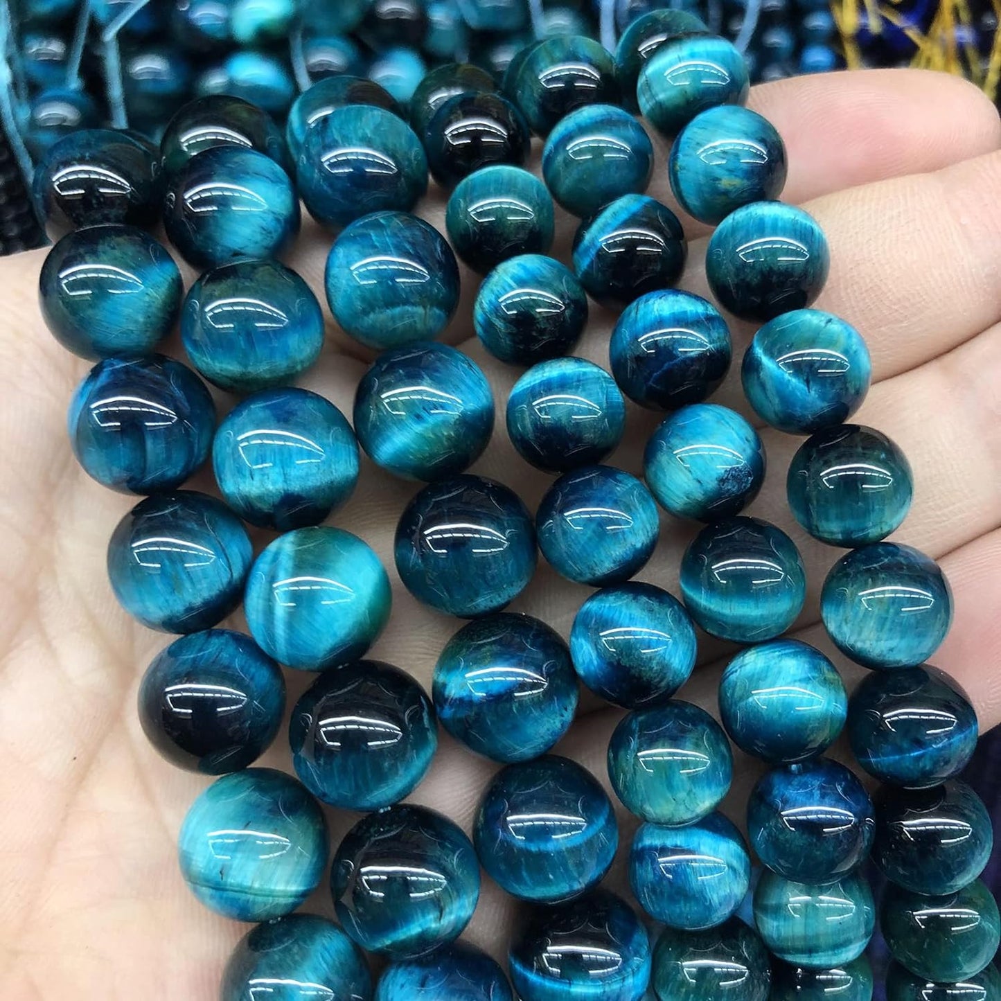 AAA Natural Blue Tiger Eye Gemstone Beads Natural Round Loose Stone Beads for Jewelry Making DIY Bracelet Necklace Earrings 12mm 32pcs 1 Strand 15" (Blue Tiger Eye, 12mm)