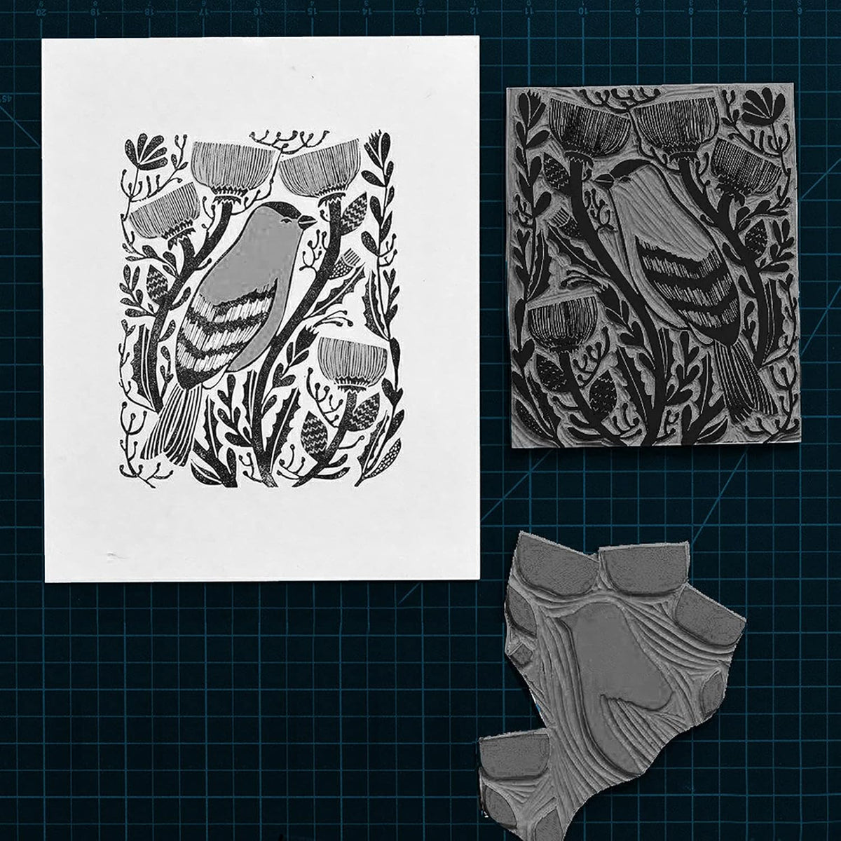Falling in Art Soft Linoleum Carving Block, Linocut Block for Printmaking, 8 Inches by 10 Inches, Gray, 2-Pack