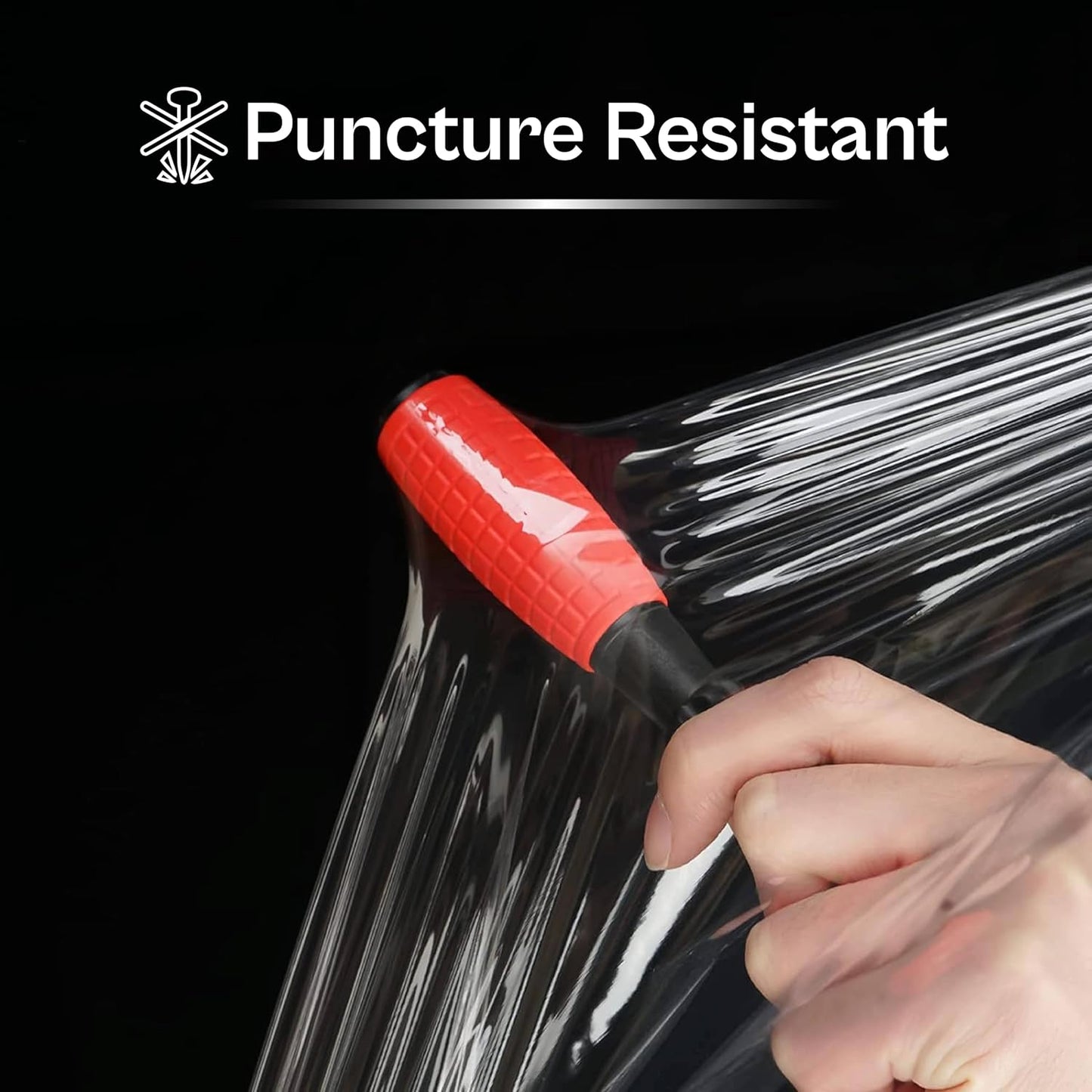Pallet Wrap Stretch Film, Extended Core Handle, Clear, 20 Inch x 1000 Feet, 80 Gauge, 1 Pack Clear Plastic Cling with Extended Core Handles for Pallets Moving & Storing
