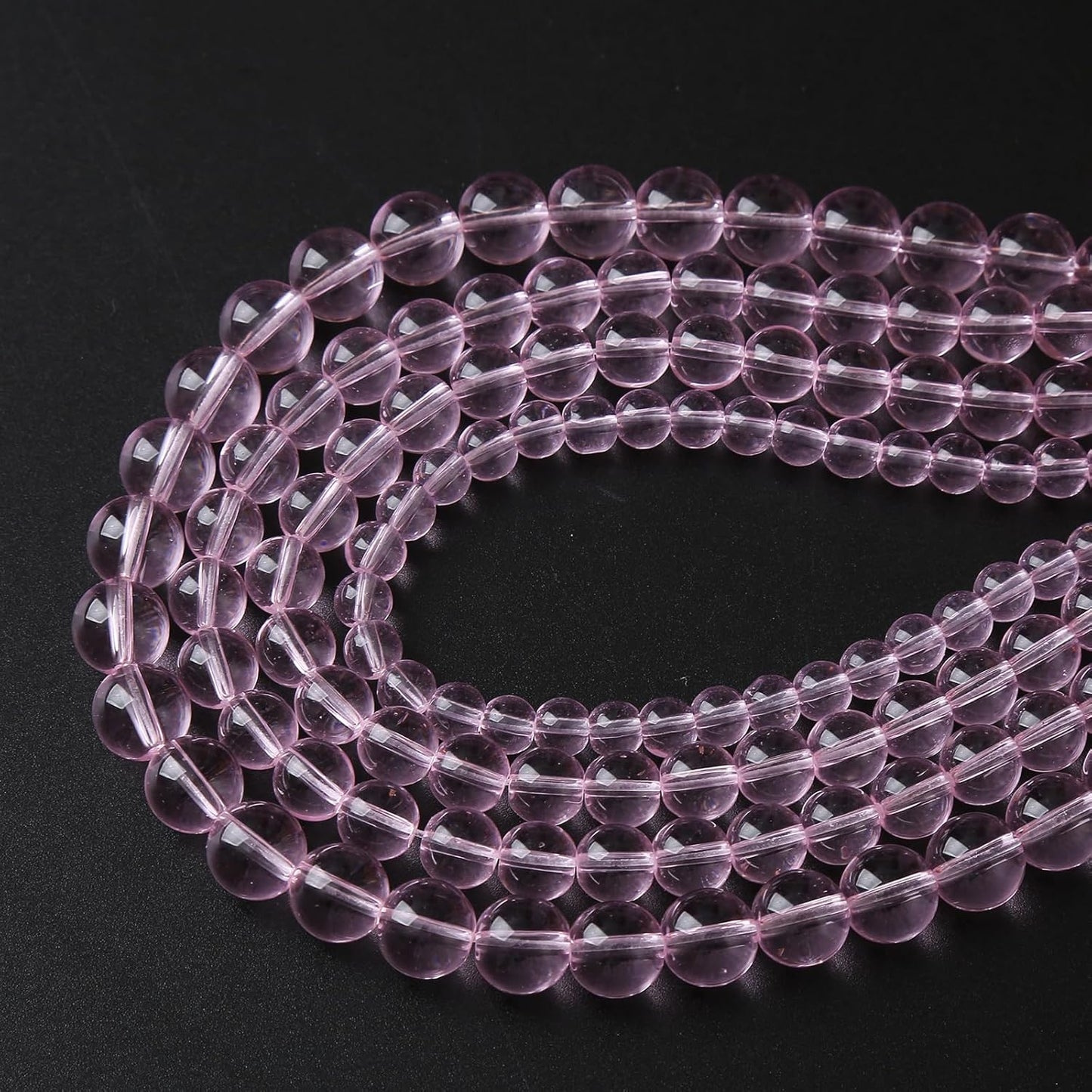 6mm 60pcs Smooth Rose Pink Glass Beads Quartz Crystal Round Loose Beads for Jewelry Making DIY Bracelet Necklace