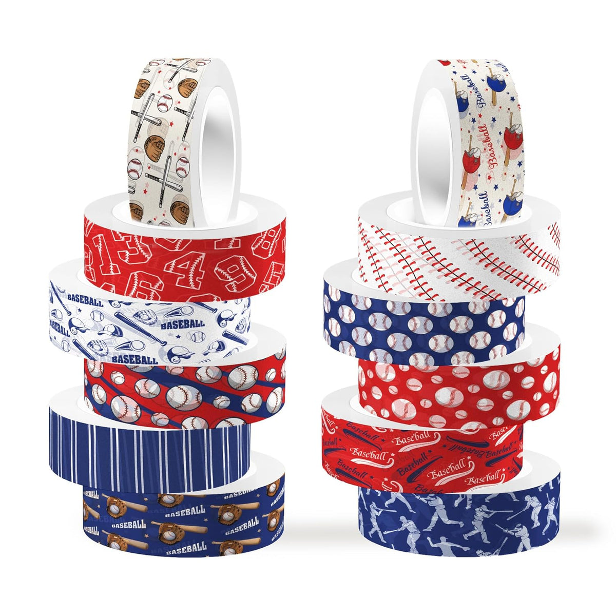 Adirasenotek 12 Rolls Sports Washi Tape,Baseball Washi Tape Decorative Paper Stickers Decorative Tape,DIY Art Crafts Wrapping Decor for Gifts Wrapping Scrapbooking Baseball Border Trim