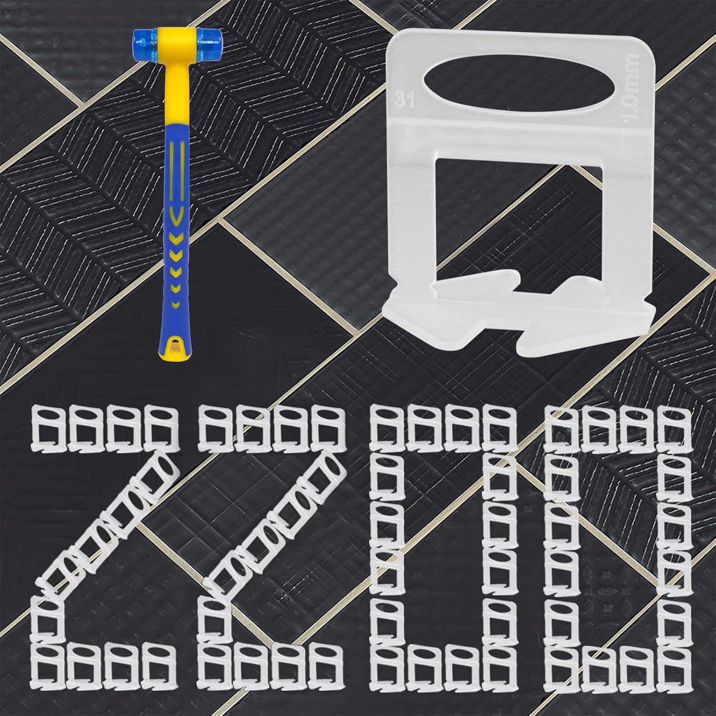 2200 Pcs Tile Leveling System Clips 1/32" (1.0mm) for Ceramic Tile and Stone Installation - DIY Tile Leveler Spacers Kit for Perfect Alignment(2200, 1/32)