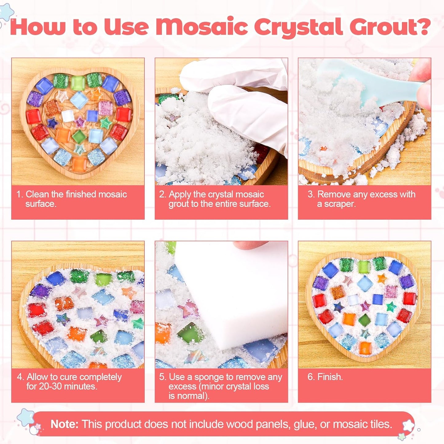 Mosaic Crystal Grout for Glass Tiles, DIY Mosaic Art and Craft Projects