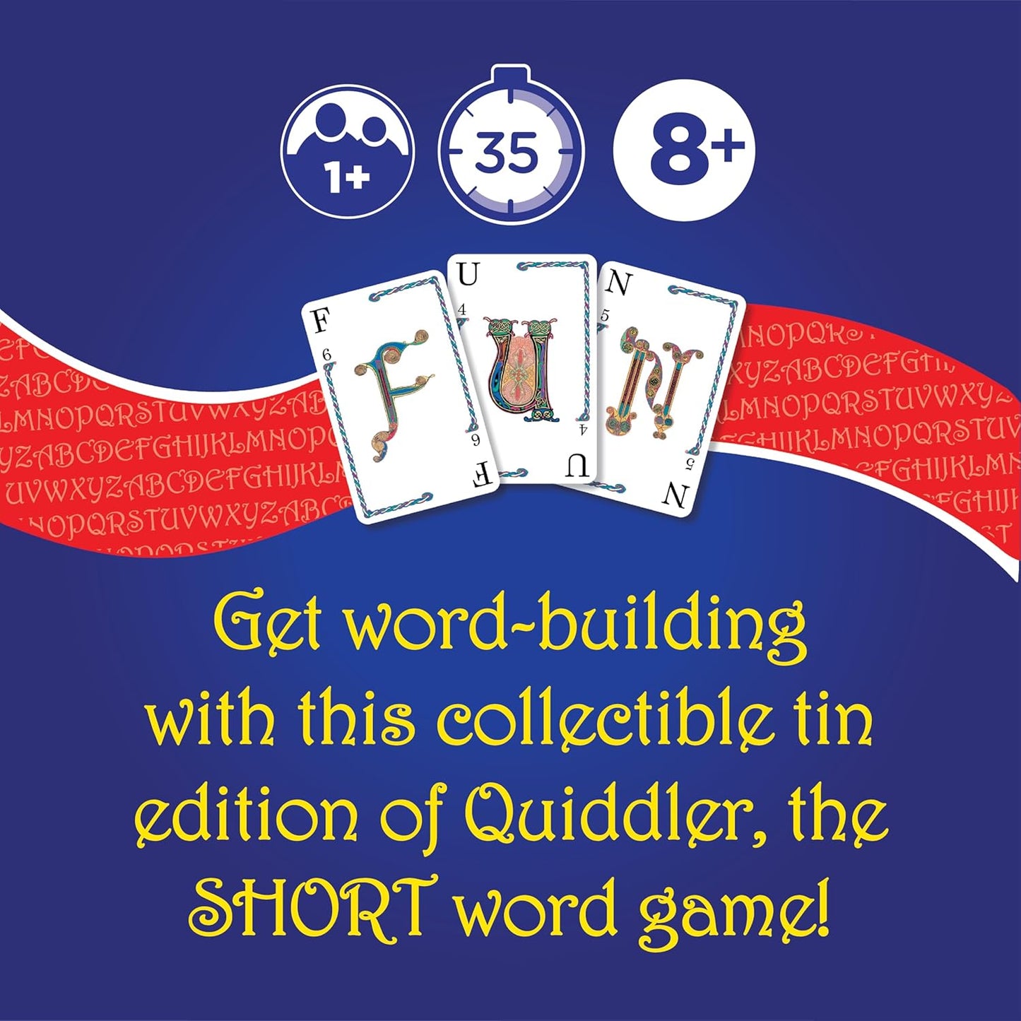 Playmonster Quiddler Card Games for Kids - Collectors Tin, Playing Cards Word Games, Deck of Cards, Fun Family Games for Kids and Adults, Game Night, Travel Games, Multi-Player, Ages 8+