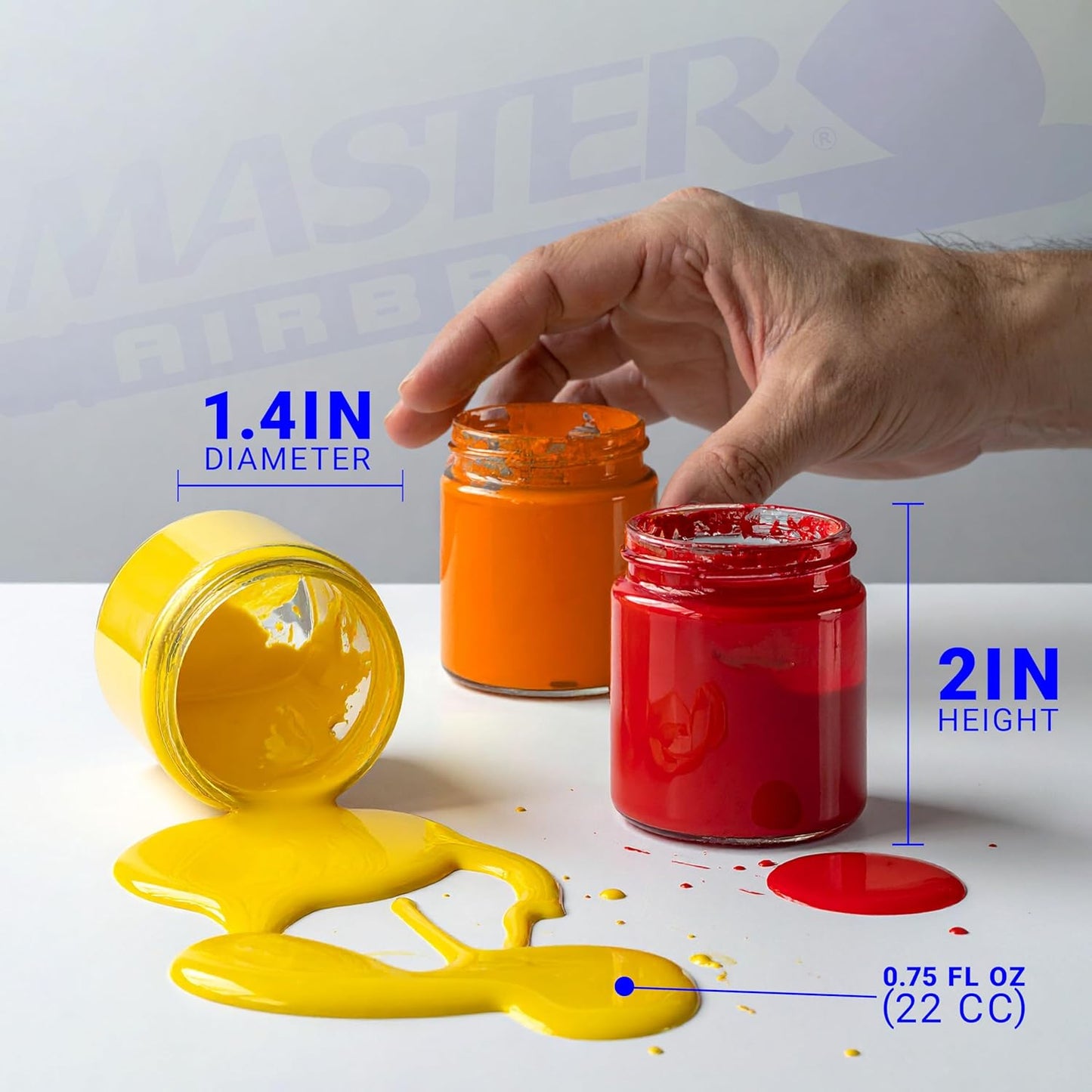 Master Airbrush (Pack of 10) TB-001 Empty 3/4 Ounce (22cc) Glass Jar Bottles with Plastic Lids - Replacement Jars, Paint Storage Bottles - Jars Screw Into Siphon Feed Airbrush Lid Adaptor Assemblies