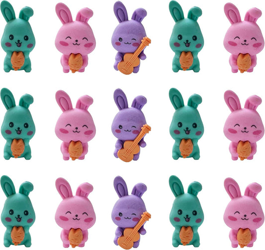 36 Pcs Pencil Eraser Set, 3D Cute Erasers for Kids, Children's Gifts, Party Favor, Classroom School Rewards (Rabbit)