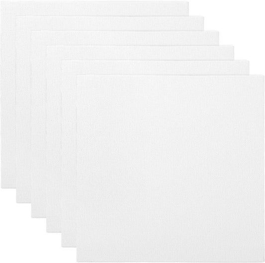 PATIKIL 10x10 Canvas Boards for Painting, 6 Pack 100% Cotton Square Triple Primed Stretched Blank Art Canvas Panel Bulk Thin for Acrylic, Oil, Tempera Paints, White