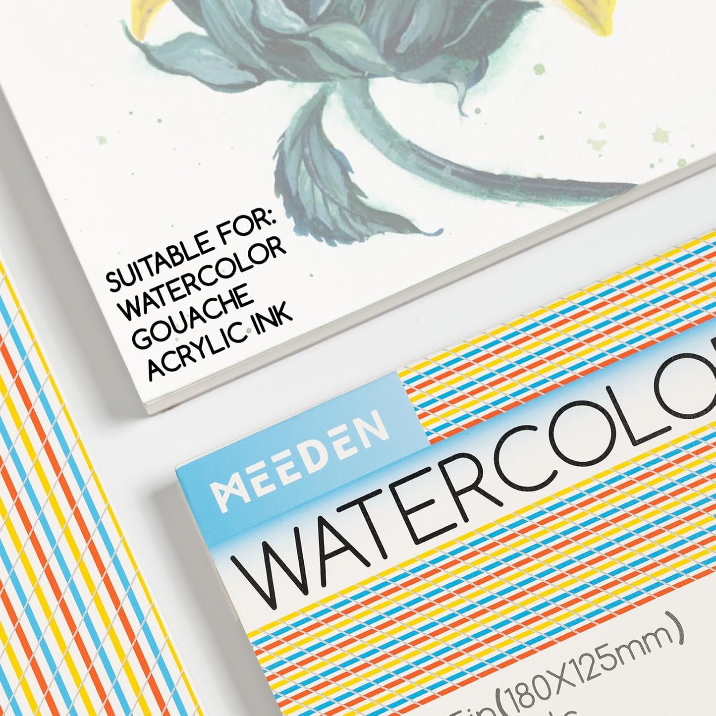 MEEDEN Watercolor Paper Block, 100% Cotton Watercolor Paper Pad of 20 Sheets, 140lb/300gsm, Acid-Free Art Paper for Watercolor, Gouache, Ink and More, 10" x 7" Hot Press