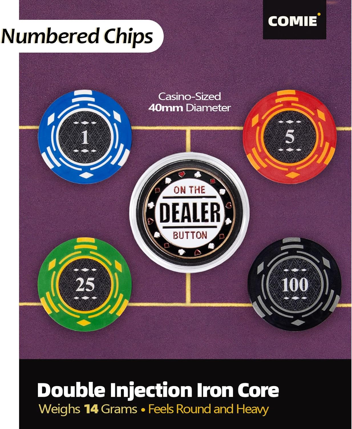 Clay Poker Chips,400PCS 14 Gram Chip Set with Deluxe Travel Case, Numbered Chips,Poker for Texas Holdem Blackjack Gambling…