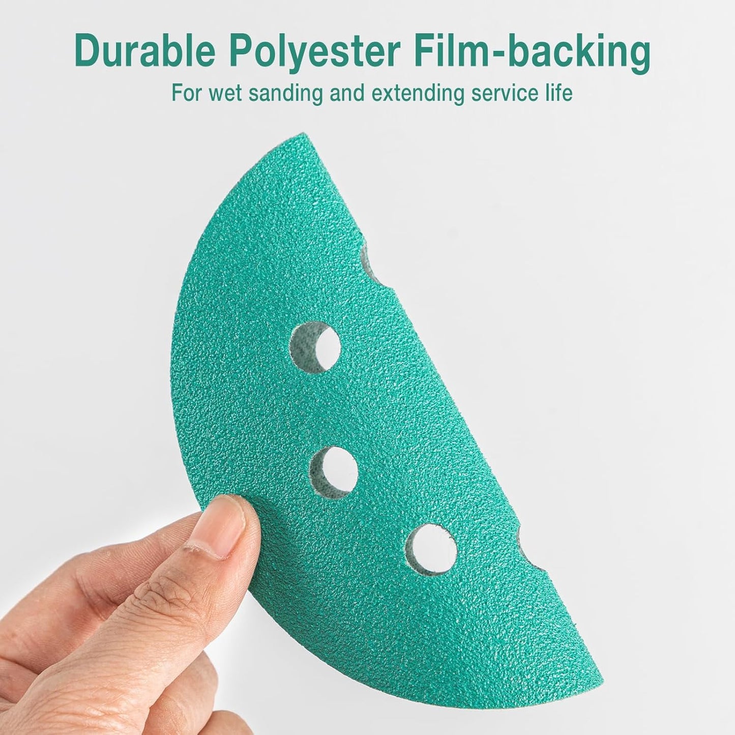 5-Inch 8-Hole Wet Dry Sanding Discs 150 Grit, Polyester Film Backed Heavy-Duty Hook and Loop Sandpaper for Random Orbital Sander, 50-Pack