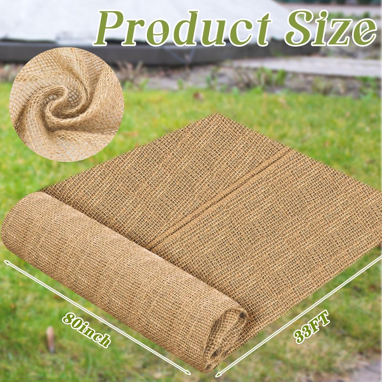 Buryeah 80 Inch x 33 ft Burlap Fabrics Roll Natural Jute Burlap Tree Wraps Protector Winter Frost Plant Blankets Cloth Weed Barrier Fabric Garden Plants for Winter Outdoor Trees Shrubs Party