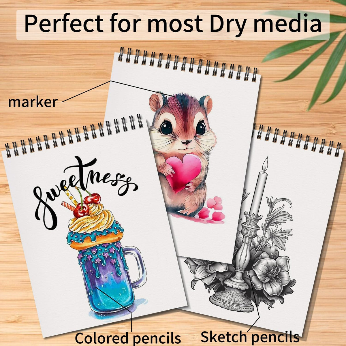 OSIMIG 5 Pack Sketch Book 8.5" x 11" Set, Top Spiral Bound Sketch Pad 150 Sheet Total (68lb/100gsm), Drawing Paper Pad, Sketch Book for Kids, Artist, Adult Art Supplies