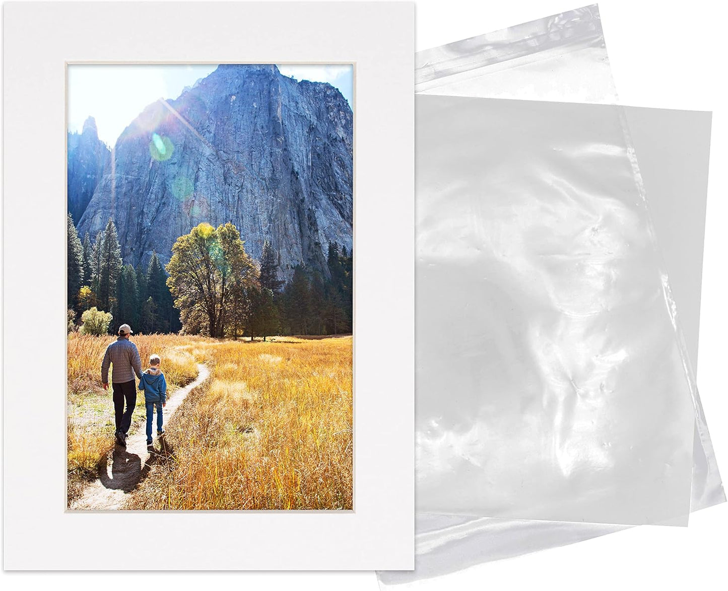 6x8 Mat for 8x10 Frame - Precut Mat Board Acid-Free Show Kit with Backing Board, and Clear Bags White 6x8 Photo Matte Made to Fit a 8x10 Picture Frame Matboard for Framing, Pack of 25 Mats