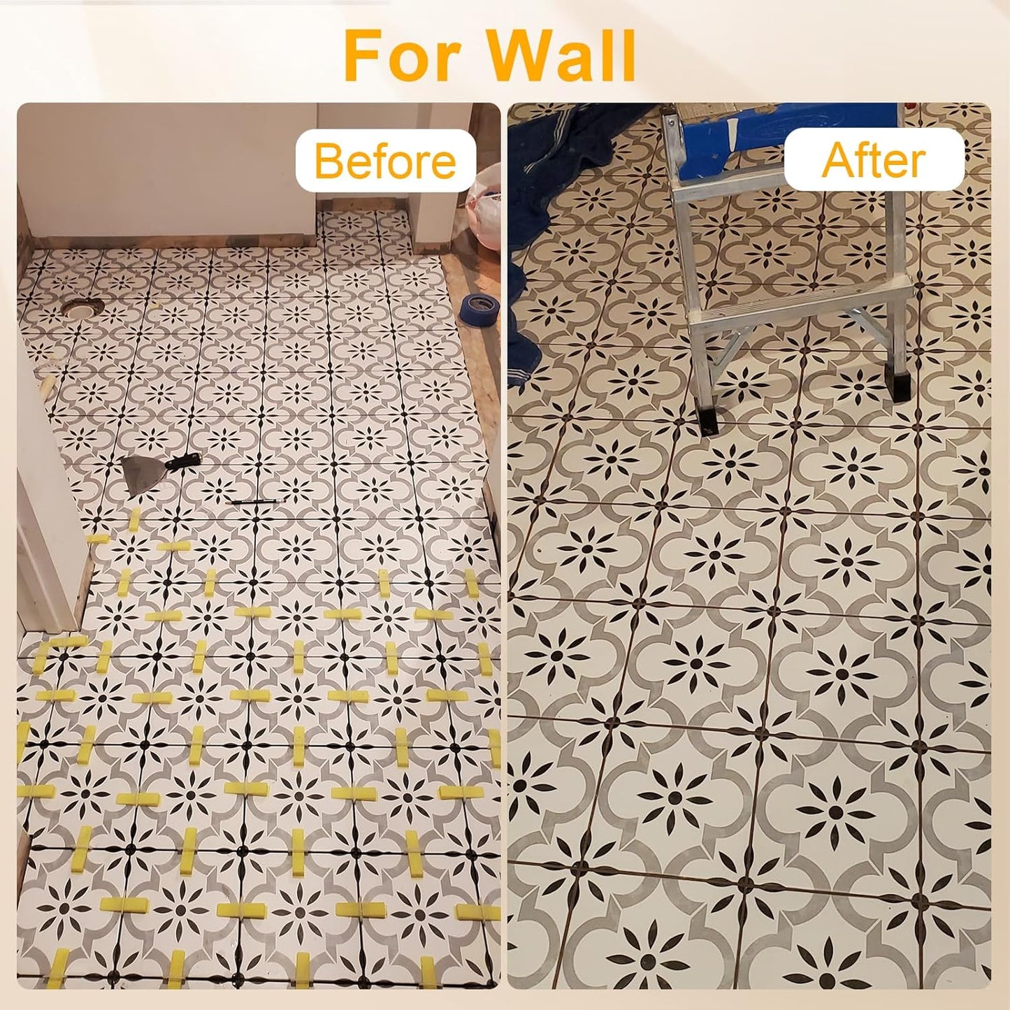 Storystore Tile Leveling System with Tile Pliers and Hammer - 300 Piece Tile Spacers Clips and 100 Piece Reusable Wedges, 1/8 Inch Tile Installation Tools Kit