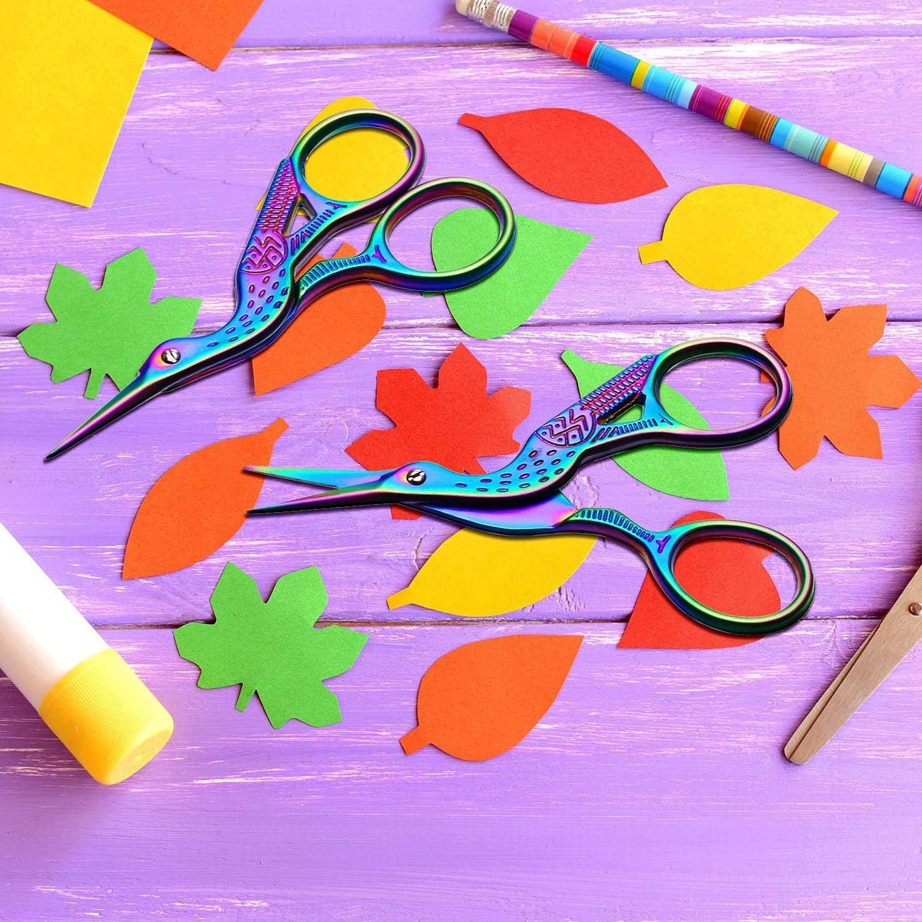 Vintage Stork Shape Sewing Scissors Stainless Steel Tailor Scissors Sharp Sewing Shears for Embroidery, Craft, Art Work & Everyday Use (4, Colorful)