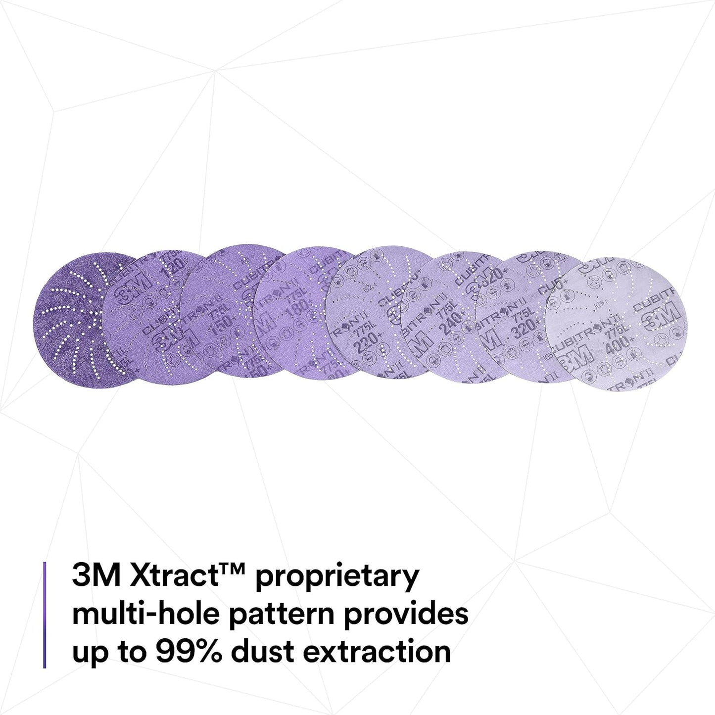 3M Xtract Cubitron II Hookit Clean Sanding Film Disc 775L, 320+, 5 in, Pack of 50 Hook and Loop Sanding Discs for Paint Preparation and Removal, General Sanding, Refining, Blending, and Featheredge