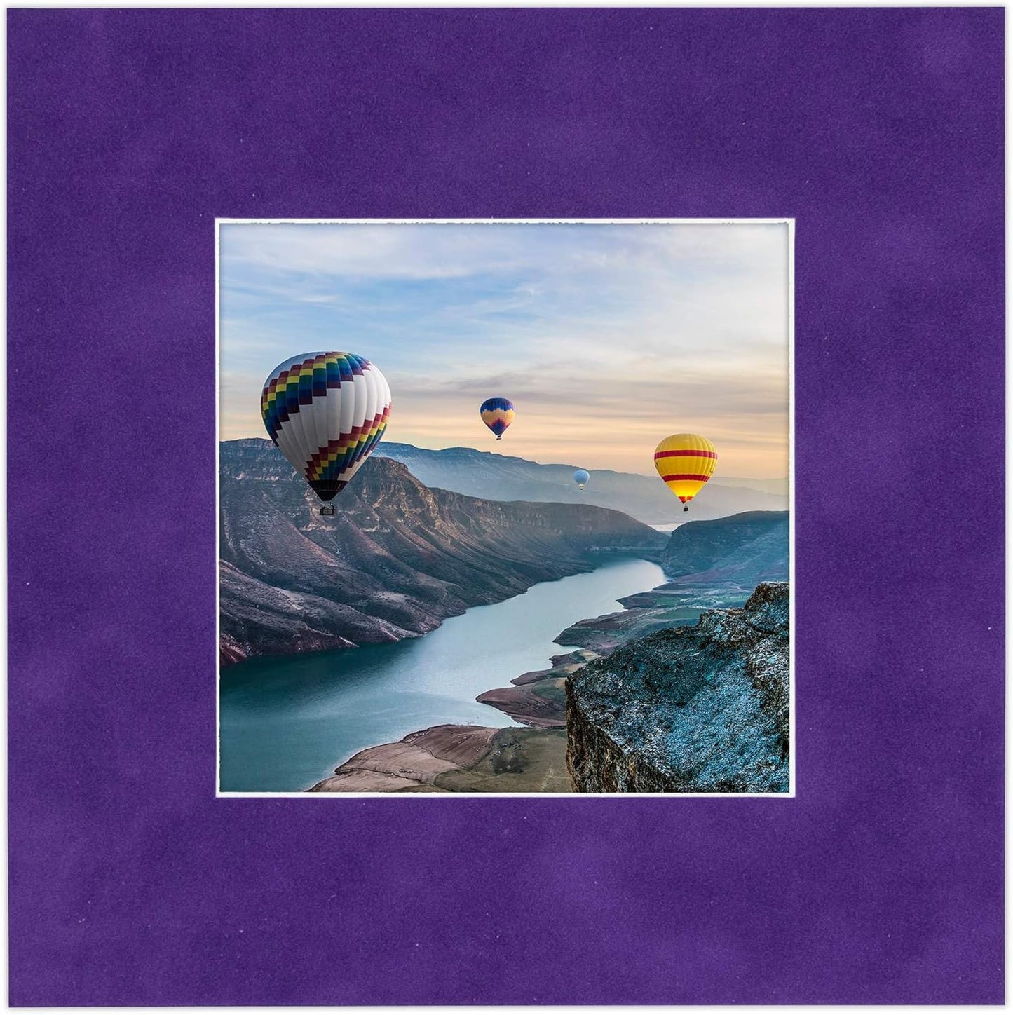 Pack of 25 Acid Free 8x10 Mats Bevel Cut for 5.5x8.5 Photos - Purple Crocus Suede Precut Matboards With Backing Boards and Clear Photo Mat Bags For Pictures, Photos, Framing - 4-ply Thickness