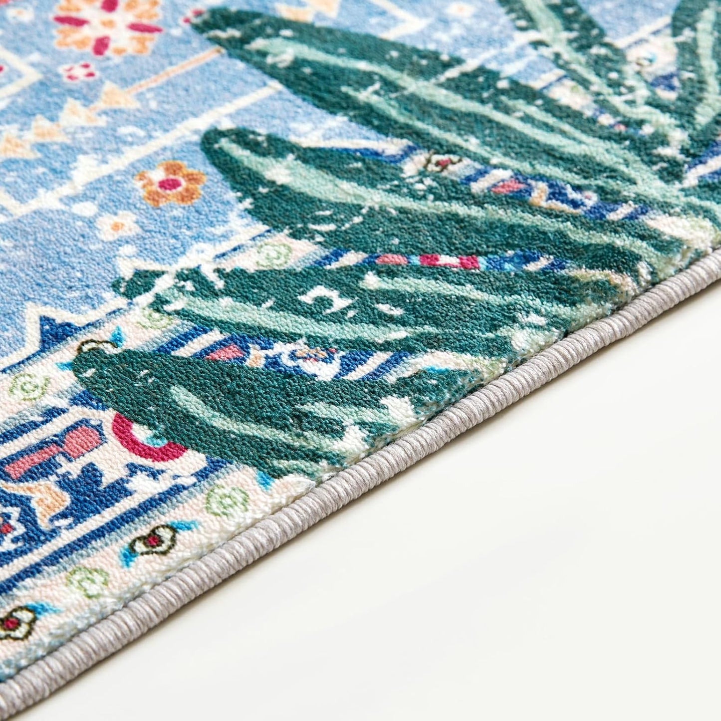 Tropical Rugs, 3x5 Thin Boho Small Area Rugs for Bathroom Kitchen Small Indoor Entryway Rug Modern Vintage Distressed Summer Jungle Plant Accent Carpet Non-Slip Washable