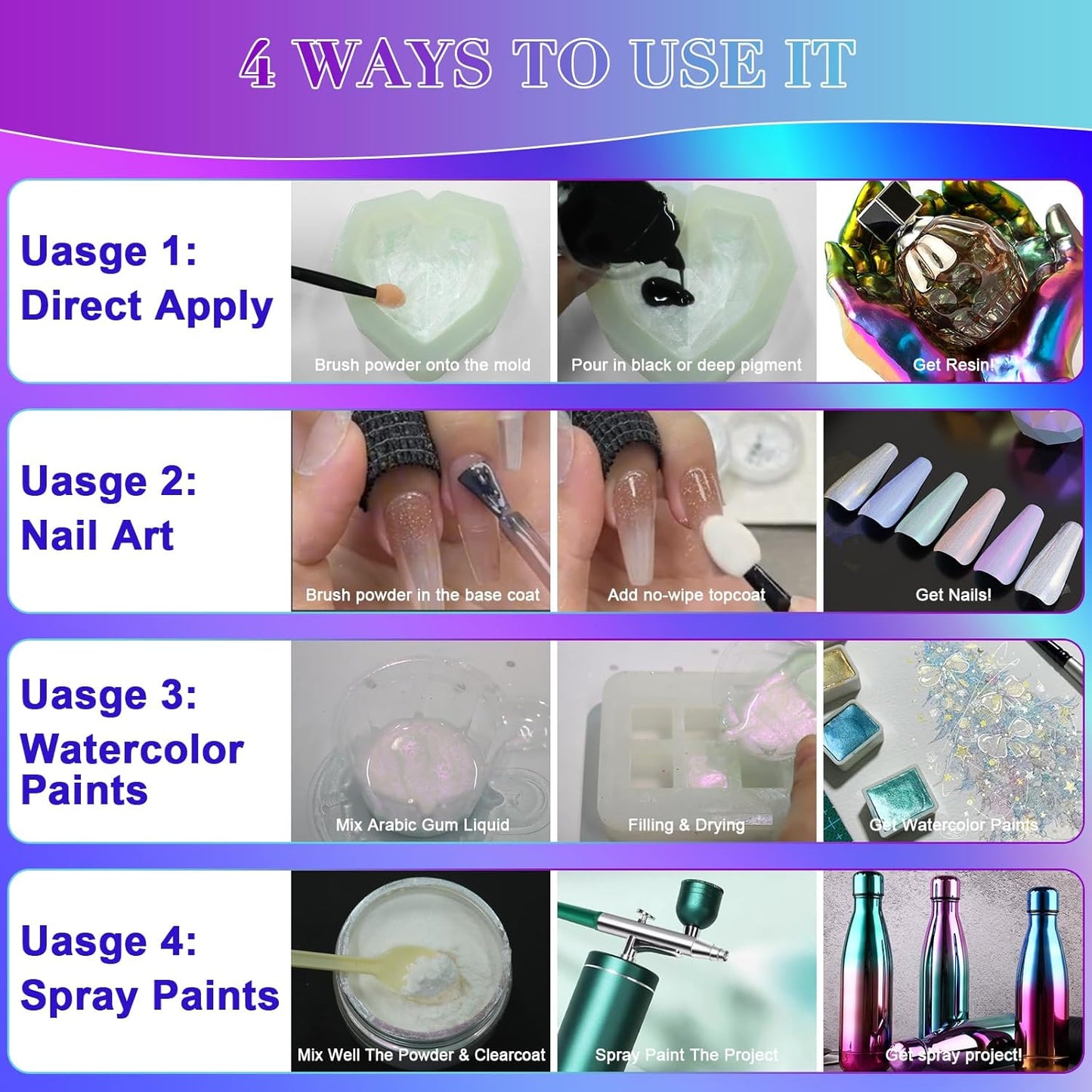 Matio Interference Mica Powder, 1.06oz/ 30g Ghost Blue Chrome Powder, Pearlescent Effect Color Shift Pigment for Epoxy Resin, Makeup Shimmer, Nail Polish,Soap Dye,Candle Making,Paint