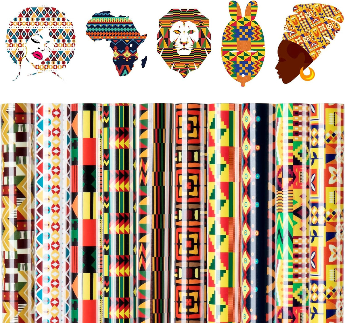 HTVRONT Kwanzaa HTV Vinyl Sheets - 11 Pack of 12x10 Inch Heat Transfer Vinyl for T Shirts, Easy Iron On Vinyl Bundle for Kwanzaa Decorations & Crafts