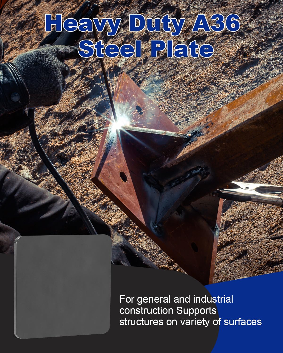 Rocaris 2 Pcs 8 x 8 x 1/2 Inch A36 Steel Plate Hot Rolled, Weldable Steel Sheet Metal for Auto Body Repair, DIY Projects, Industrial Support
