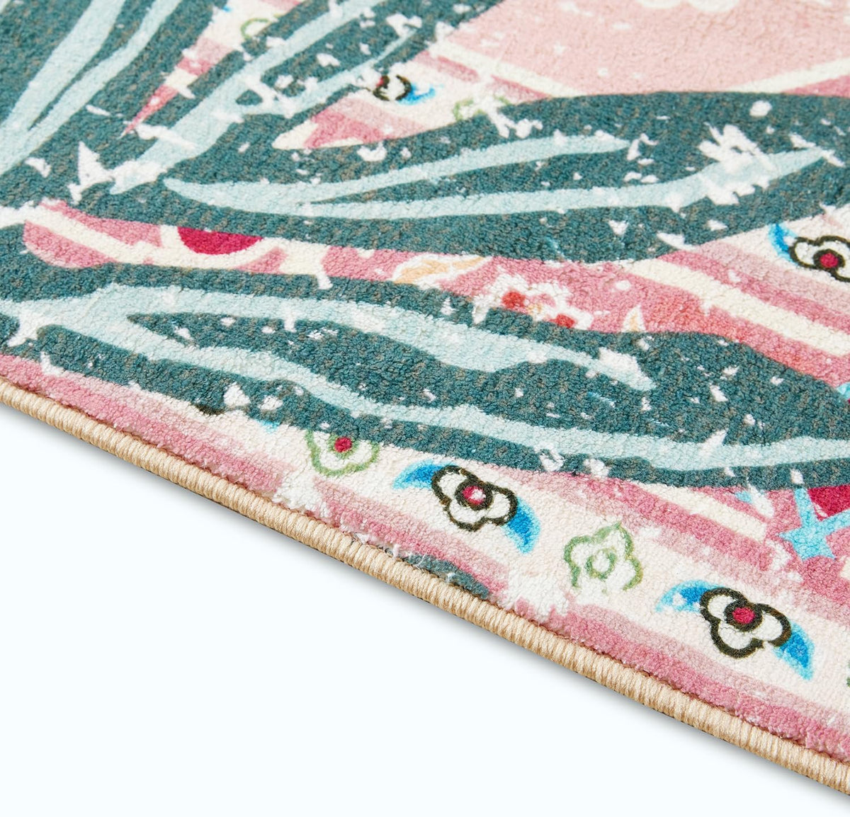 Washable Pink Rugs Boho Vintage Tropical Jungle 5x7 Area Rugs Jungle Oriental Carpet for Bedroom Kitchen Dining Living Room Office Distressed Indoor Cute Nursery Rug