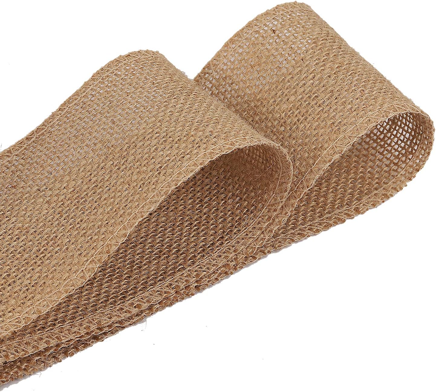 KINJOEK 5 Inch Wide 54 Yards Burlap Ribbon, Natural Jute Fabric Ribbon Crafts Ribbon for Christmas Wedding Gifts Burlap Fabric DIY for Decoration