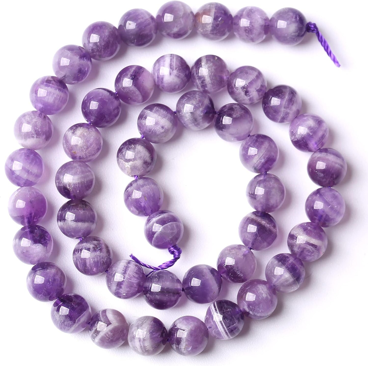 Natural Purple Dream Lace Amethysts Beads Crystal Round Loose Beads for Jewelry Making 6mm 60PCS 1 Strand 15" (Purple Dream Lace Amethysts, 6mm)